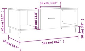 Tavolino da Salotto Rovere Sonoma 102x50x40cm Legno Multistrato