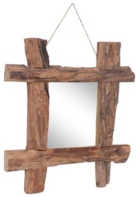 Specchio con Tronchi Naturale 50x50 cm in Massello di Recupero