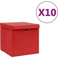 Contenitori con Coperchio 10 pz 28x28x28 cm Rosso cod mxl 43876