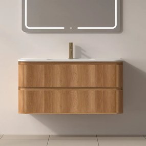 Mobile bagno cannettato 100 cm con lavabo in ceramica | KAM-NORTH-100C - KAMALU
