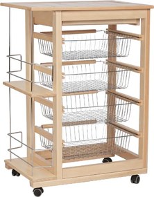 Carrello da cucina portafrutta con portabottiglie LANDHELL Naturale