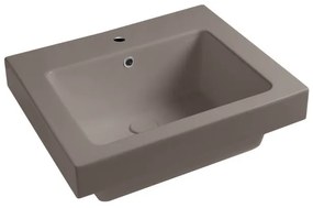 Lavabo a incasso e d'appoggio rettangolare vasca centrale Alaqua L 60 x H 25 x P 21 cm in ceramica marrone opaco