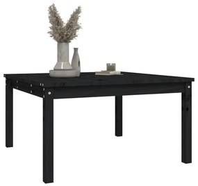Tavolo da giardino nero 82,5x82,5x45 cm legno massello di pino
