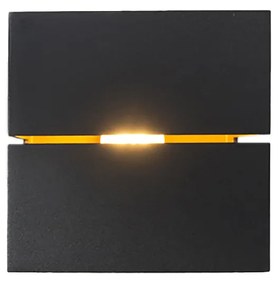 Lampada da parete moderna nera con oro 9,7 cm - Transfer Groove