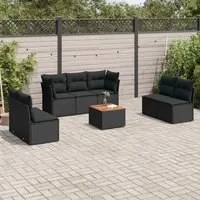 Set Divani da Giardino con Cuscini 8 pz Nero in Polyrattan 3255894