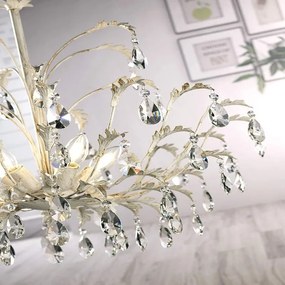 Lampadario Neoclassico Cesta bianco paralume bianco 5x E14