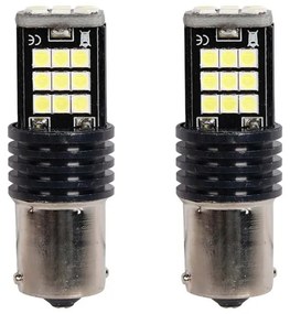 2 Pezzi Lampada Led BA15s S25 P21W 24 SMD 3030 12V 24V 300lm 3.5W Bianco Freddo Piedi Dritti H50mm