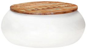 Tavolino da caffè bianco 68x68x30 cm in legno di recupero