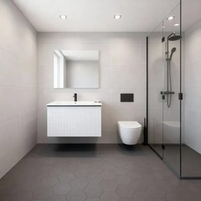 Mobile da bagno sospeso sotto lavabo Pixel grid 1 cassetto L 60 x H 40 x P 45.5 cm bianco laccato opaco con maniglia alluminio brillante