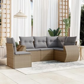 Set divano da giardino 6 pz con cuscini beige in polyrattan