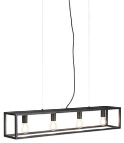Lampada a sospensione industriale intelligente nera con 4 WiFi A60 - Cage