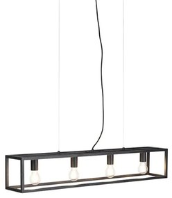 Lampada a sospensione industriale intelligente nera incl. 4 WiFi A60 - Cage