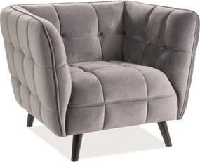 Poltrona Castello 1 in velluto grigio - Blu14/wenge