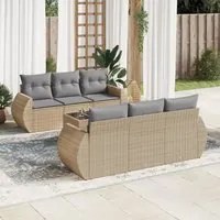 Set Divani da Giardino 7 pz con Cuscini Beige in Polyrattan 3253446