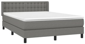 Giroletto a molle con materasso grigio scuro 140x190 cm tessuto
