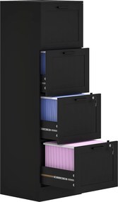 Cassettiera Portadocumenti a 4 Cassetti 40x40x131 cm 2 Serrature in Legno Nero...