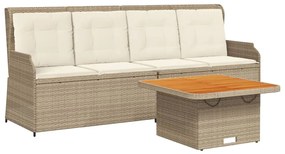 Set divani da giardino 3 pz con cuscini in polyrattan beige