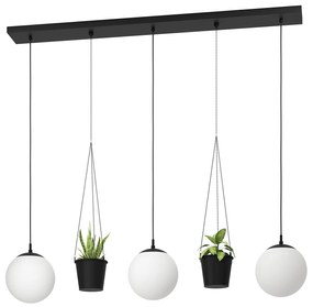 Lampadario A Sospensione Minimal Rondo 3 Acciaio Nero Vetro 3 Luci E27