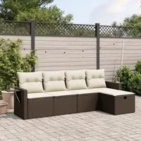 Set Divano da Giardino 5 pz con Cuscini Marrone in Polyrattan 3263779