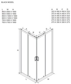 Box Doccia Design 70X70 Telaio Nero Opaco Cristallo 6 Mm | Cielo