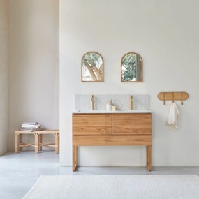 Tikamoon - Mobile per il Bagno in legno di teak massello e battuto di terrazzo premium Moon 120 Edgar