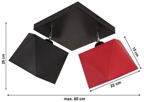 Lampadario a plafone DIAMENT 2xE27/60W/230V nero-rosso