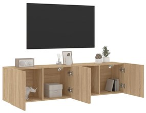 Mobili tv a parete 2pz rovere sonoma 80x30x41 cm