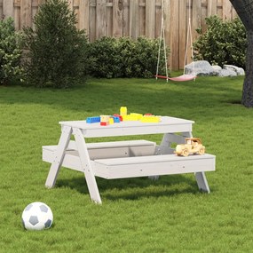 Tavolo picnic per bambini bianco 88x97x52cm legno massello pino
