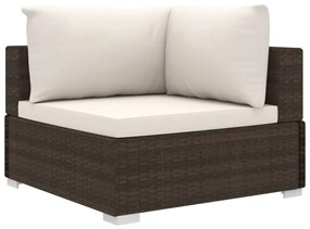 Set divani da giardino 6 pz con cuscini in polyrattan marrone