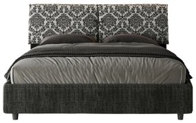 Letto matrimoniale contenitore imbottito 160x210 tessuto Agata 8 blu Mados