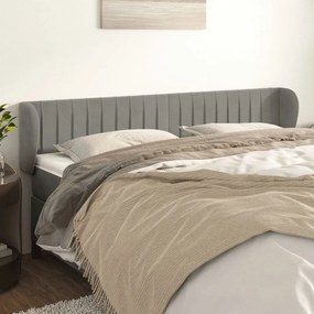 Testiera Ad Orecchio Grigio Chiaro 163x23x78/88 Cm İn Velluto /