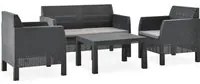 Set Divani da Giardino 4 pz con Cuscini in Rattan PP Antracite 3067234