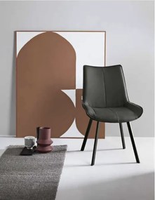 Sedia da pranzo in ecopelle con seduta e gambe Antracite CLODIA Set 2 pz