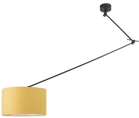 Lampada a sospensione nera con paralume 35 cm giallo regolabile - Blitz I