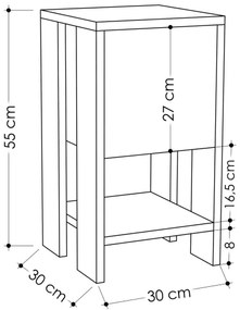 Comodino EMA 55x30 cm marrone/grigio