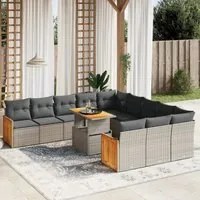 Set Divani da Giardino 11 pz con Cuscini in Polyrattan Grigio 3274147