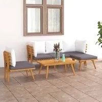 Set Divani da Giardino 6 pz con Cuscini in Massello di Acacia 3087004