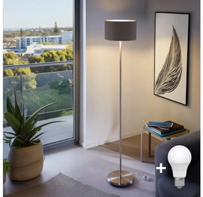 Lampada da terra LED TUNJA 1xE27/20W/230V Ø 30 cm cromo opaco/marrone
