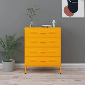 Cassettiera Giallo Senape 80x35x101,5 Cm İn Acciaio /