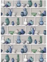 Osborne & Little Carta da parati Raku - Indigo/ Ivory/ Jade