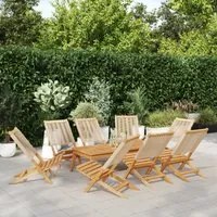 Sedie da Giardino Pieghevoli 8pz Beige Legno Massello di Acacia 3214636