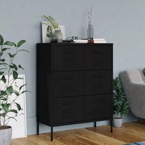 Cassettiera nera 80x35x101,5 cm in acciaio
