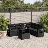 Set Divani da Giardino con Cuscini 7pz Nero Polyrattan 3267925