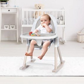Costway Seggiolone convertibile per bambini con altezza regolabile, Sedia 3 in 1 di legno per mangiare per casa Grigio