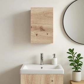 Pensile bagno Portofino rovere oro in vetro, 1 anta apertura da sinistra P 15 x L 25 x H 50 cm