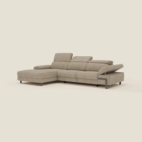 Zayana Divano angolare estraibile - braccioli e poggiatesta reclinabili in tessuto impermeabile T02 beige