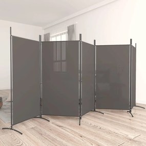 Divisorio A 5 Pannelli Antracite 433x180 Cm Tessuto /