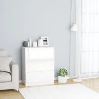 Credenza Bianco Lucido 60x35x76 cm in Legno Compensato