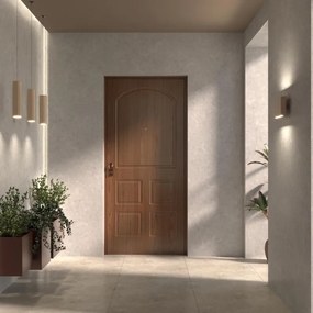 Porta blindata DI.BI. Edge L 86 x H 212 cm in PVC noce/bianco, apertura spingere a destra, falso telaio incluso