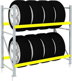 Scaffale in kit ANEMOS Portagomme 2 ripiani L 100 x P 50 x H 135 cm in acciaio cromato e giallo, portata per ripiano 400 kg